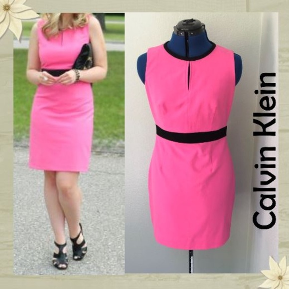 calvin klein pink and black dress